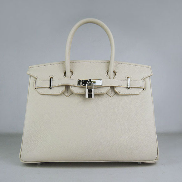 Replica Hermes Birkin 30CM Togo Leather Bag Cream 6088 On Sale - Click Image to Close